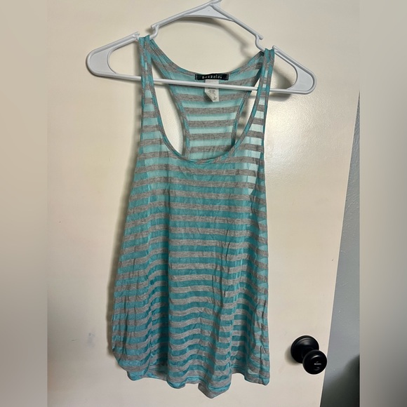 Light blue/turquoise and gray tank top - juniors size large - Picture 1 of 3